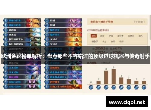 欧洲金靴榜单解析：盘点那些不容错过的顶级进球机器与传奇射手