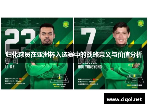 归化球员在亚洲杯入选赛中的战略意义与价值分析